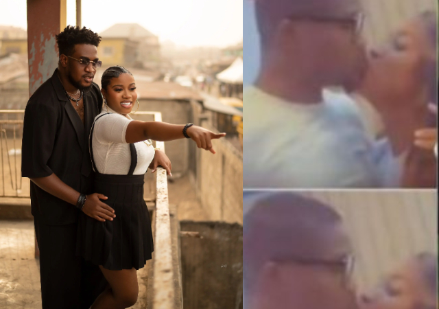 Veekee James husband Femi reacts to video of his wife k!ssing another man (Video)