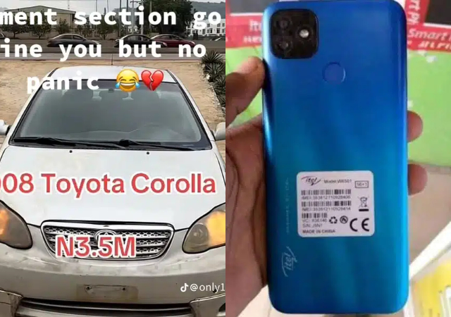 Man offers his Itel P36 for Toyota Corolla worth ₦3.5 million