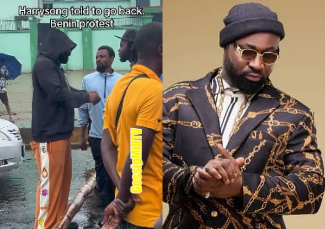 Protesters in Benin prevent singer Harrysong from passing roadblock, asks him to sing for them