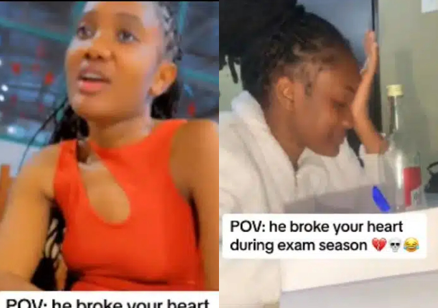 Nigerian lady cries bitterly while studying after boyfriend ended their relationship during exam period