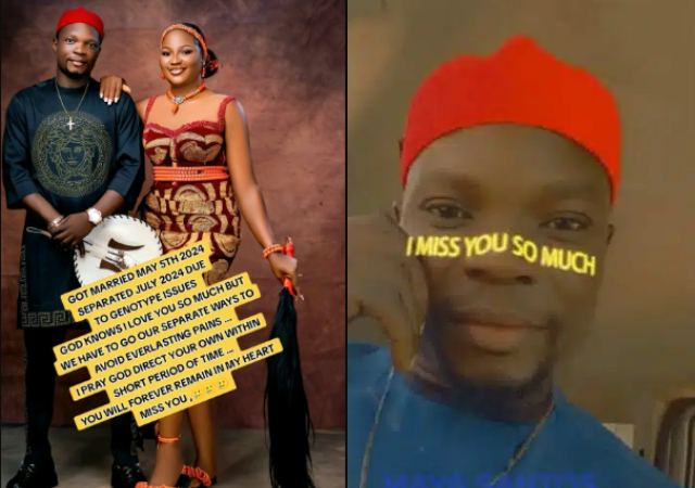 Nigerian man announces the end of his 2 months old marriage due to genotype issues