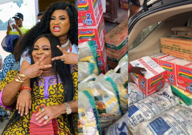 Actress Nkechi Blessing honors late mother by sharing food items to needy in Ikeja