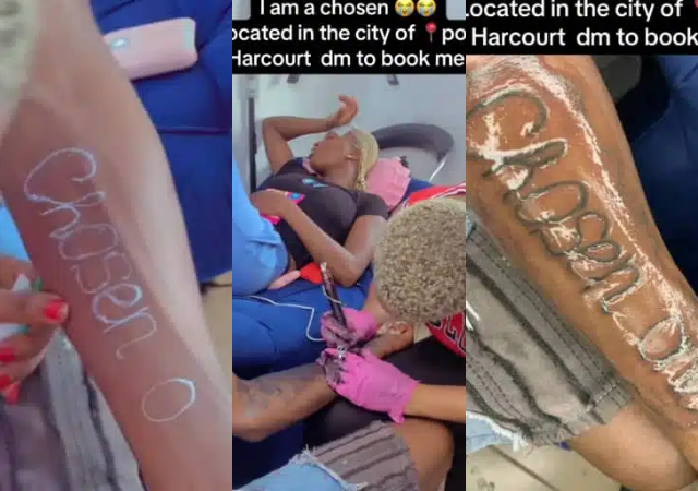 Nigerian man jumps into the viral trend by getting 'chosen one' tattoo on his arm