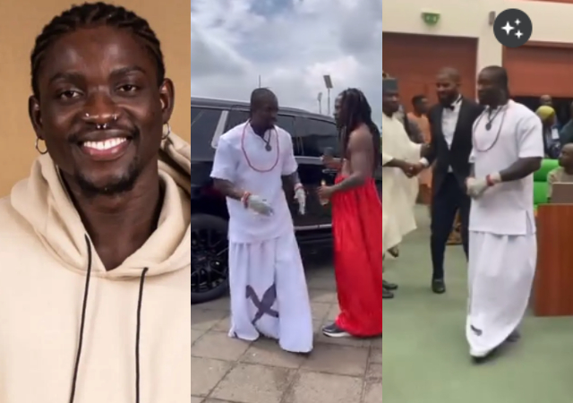 VeryDarkMan arrives National Assembly dressed in white attire in a viral video