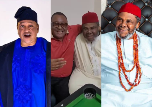 Veteran Actors Jide Kosoko and Pete Edochie Joyfully Reunite After 12 Years 