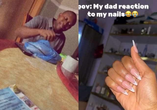 Nigerian lady shares father's reaction to her stiletto nails