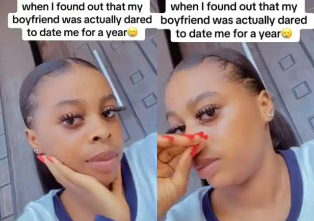 Lady in pain after finding out that her boyfriend of 7-month was only dating her due to 1-year dare