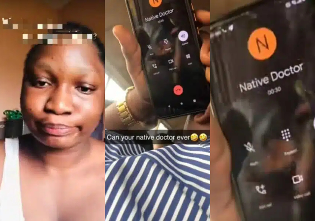 Nigerian lady expresses shock as fellow bus passenger calls native doctor while on transit