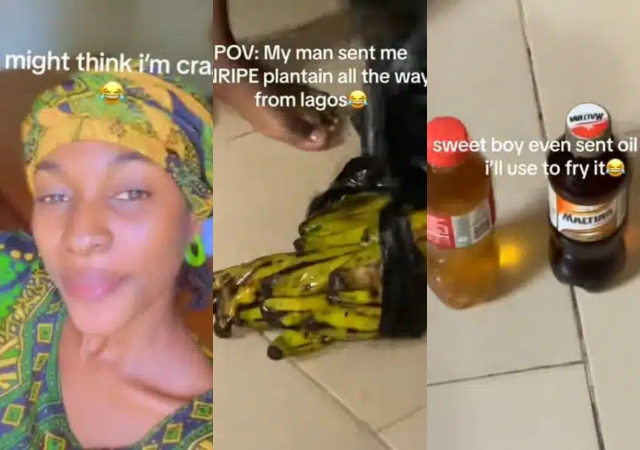 Nigerian lady laments after boyfriend sends unripe plantains from Lagos