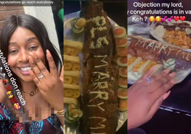 Nigerian lady trends as boyfriend proposes to her with barbecued fish