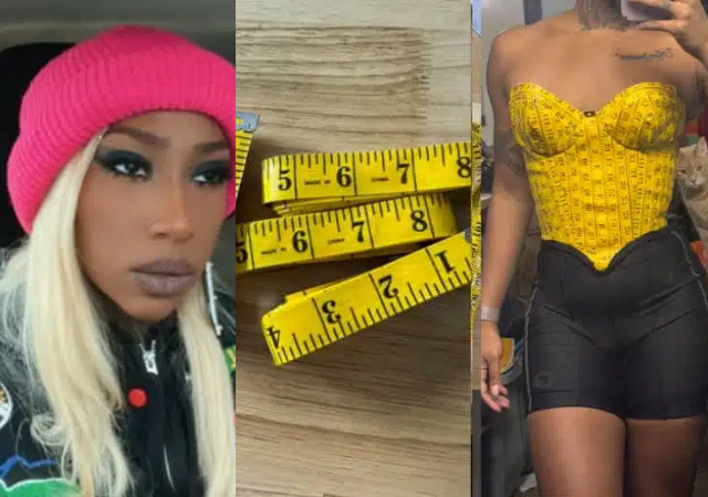 Fashion designer goes viral as she uses measuring tape to make a dress