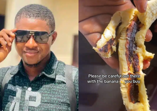 Nigerian man finds native charm in banana bought from roadside vendor