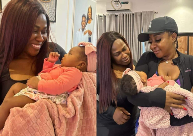 "They came with foreign currency" – Chinney Love expresses gratitude as Uche Jombo, Ini Edo visit her newborn