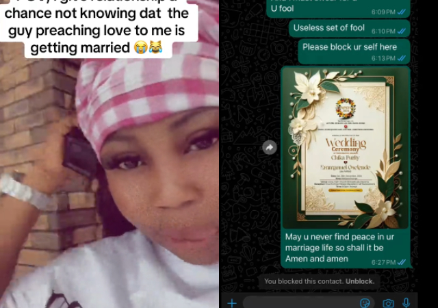 Lady rains curse on boyfriend after finding out he's secretly planning to marry someone else