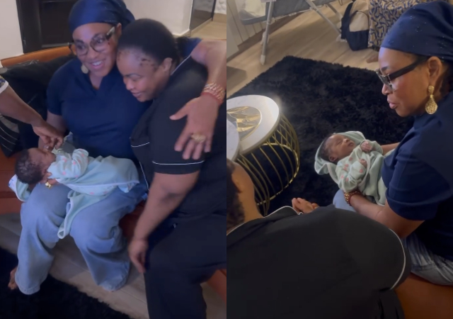 Actress Bukky Wright pays a visit to Dayo Amusa & son