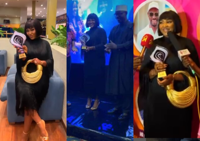 Actress Mercy Aigbe celebrates her victory at OAFP Awards