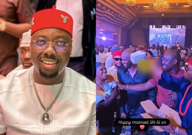 Obi Cubana sprays stacks of money at Jowizaza’s sister’s wedding