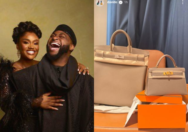 “Happy wife, happy life” - Davido gifts Chioma luxurious Hermès bag