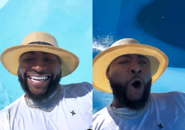 Singer Davido trends as he shows his playful side at Bahamas waterslide