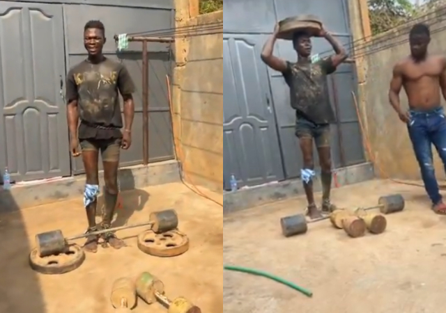 Drama As Residents Force Suspected Thief To Lift Heavy Metals, Asked to Mimic 'Rich Man’s Laugh’