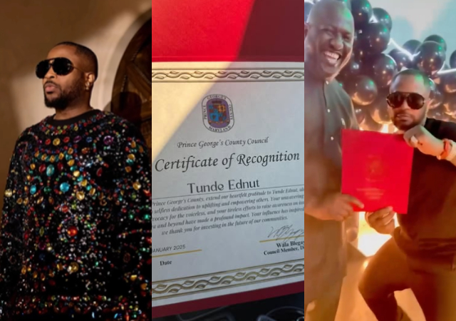 Tunde Ednut Bags 'Certificate of Recognition' From The Most Populous Black County in America