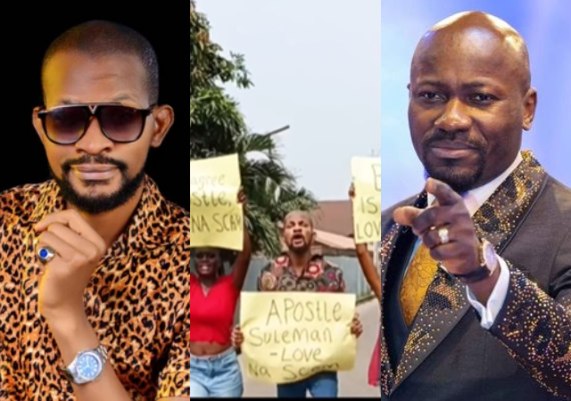 "Love Na Scam" - Uche Maduagwu Stages Protest Against Apostle Suleman's Sermon on Love