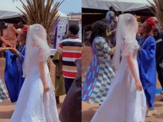 Reactions as Auchi Polytechnic fresher wears wedding gown to matriculation