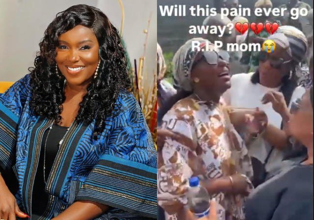 Actress Biola Bayo breaks down in tears at mother’s burial