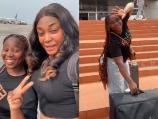 Actress Lizzy Gold melts hearts as she takes her personal assistant on her first flight