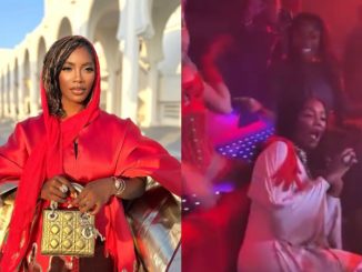 Singer Tiwa Savage amused as stripper approaches her at 45th birthday