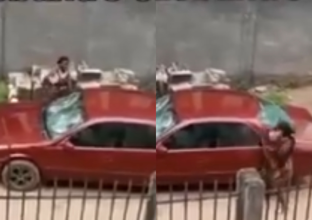 Video goes viral as wife breaks husband’s windscreen while he watches & records