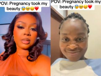 Lady lament as she shares facial transformation after getting pregnant