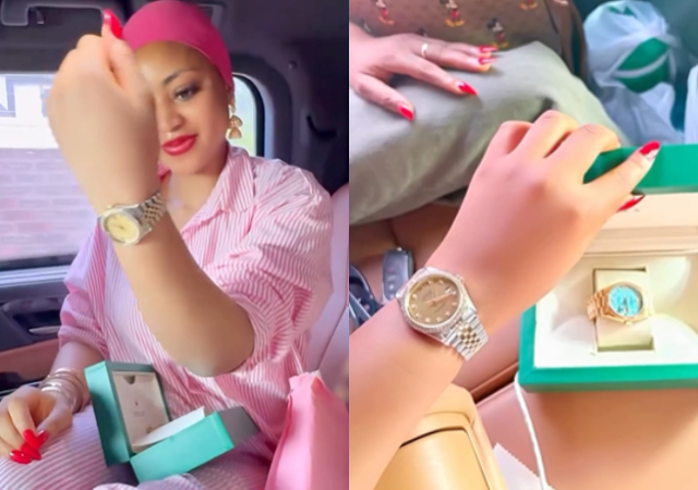 Actress Regina Daniels flaunts new Rolex watch