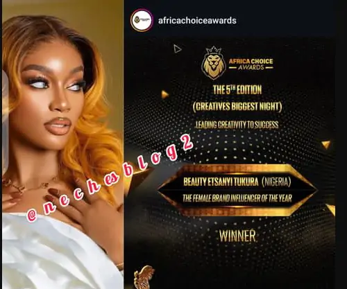 geew.png “What has she been influencing”- Beauty Tukura Bags Female Influencer Of The Year At The Africa Choice Awards